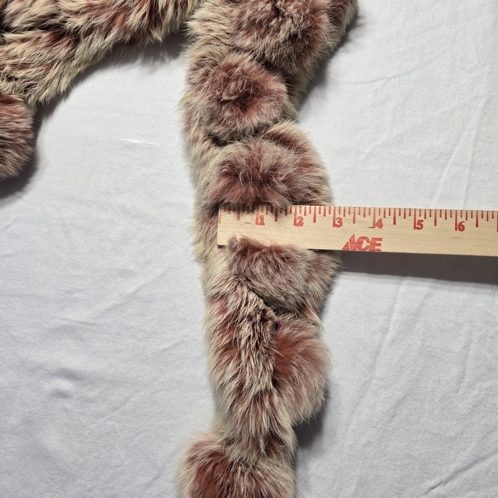 Rabbit‎ Fur Scarf Soft 31" L Brick Red Cream - Picture 5 of 6
